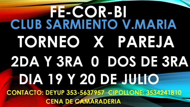 Sarmiento de Villa Maria – 2da y 3ra por parejas
